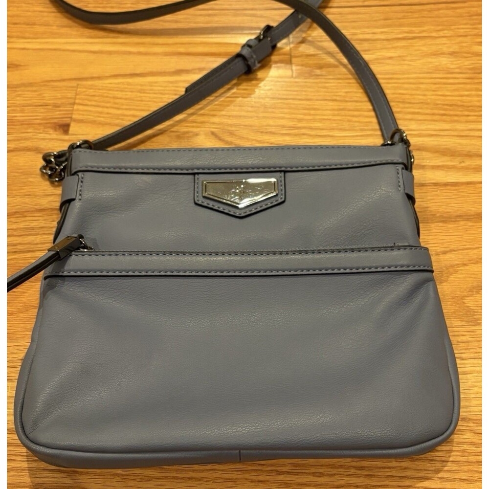 Simply Vera Vera Wang Purse Bag Blue Faux Leather Crossbody Adjustable Strap EUC